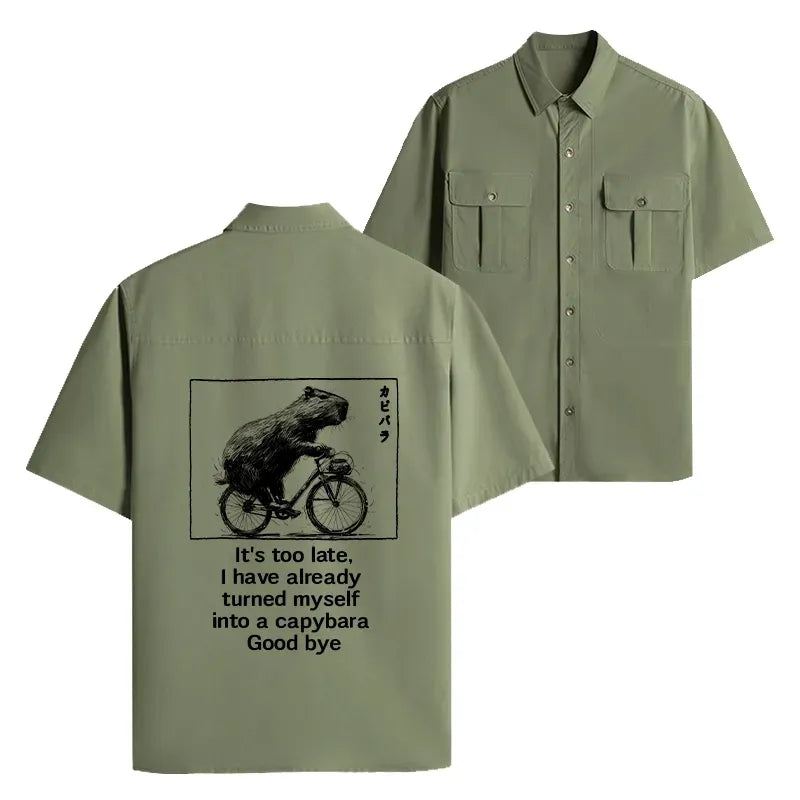 funny capybara bicycle shirt for daily wear