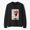Kyoto-Lion Retro Japanese Red-crowned Crane Washed Terry Sweatshirt