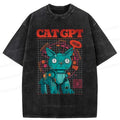 Retro Washed Japanese Cat T-Shirt