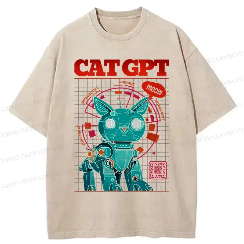 Retro Washed Japanese Cat T-Shirt