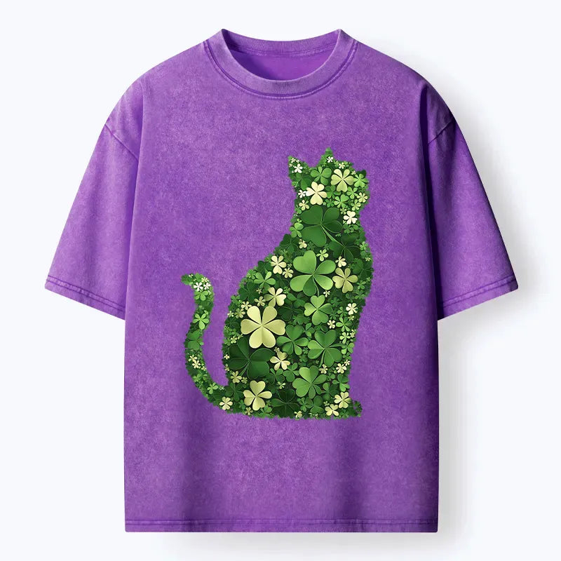 Kyoto-Lion Clover Cat Washed T-Shirt