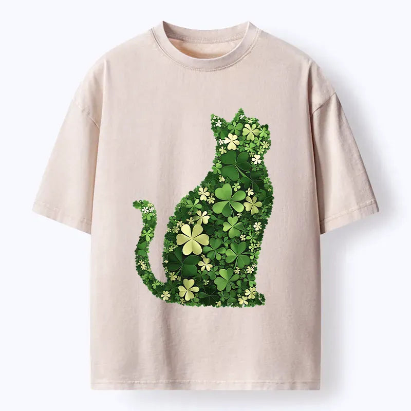 Kyoto-Lion Clover Cat Washed T-Shirt