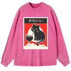 kawaii cat long sleeve tee for streetwear