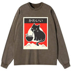 kawaii cat long sleeve tee for streetwear