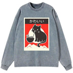 kawaii cat long sleeve tee for streetwear