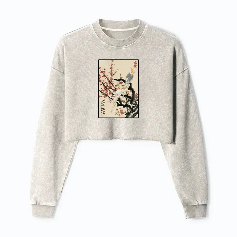 Japanese washed crop sweatshirt for women