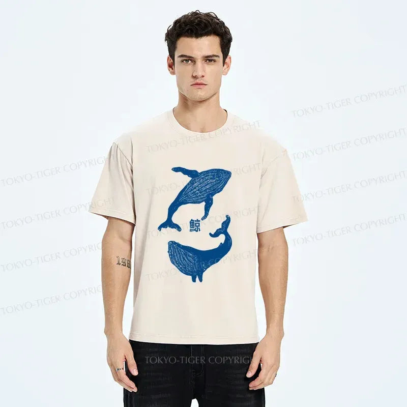 Kyoto-Lion Japanese whale Washed T-Shirt