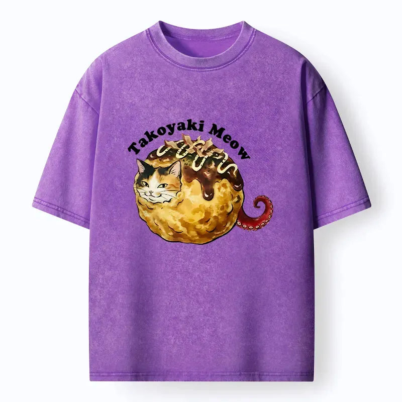 Kyoto-Lion Takoyaki Meow Washed T-Shirt