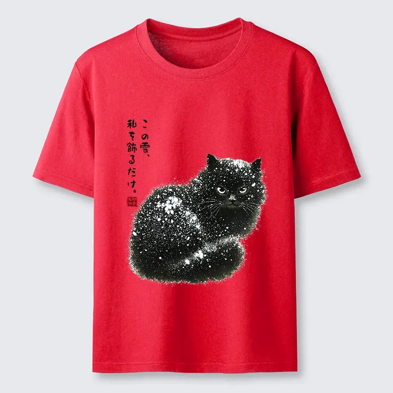 Kyoto-Lion Black Cat Adorned By Snow Classic T-Shirt