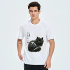 japanese black cat snow t-shirt