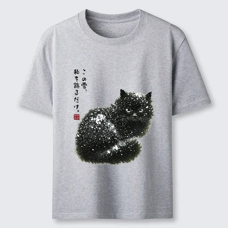 Kyoto-Lion Black Cat Adorned By Snow Classic T-Shirt