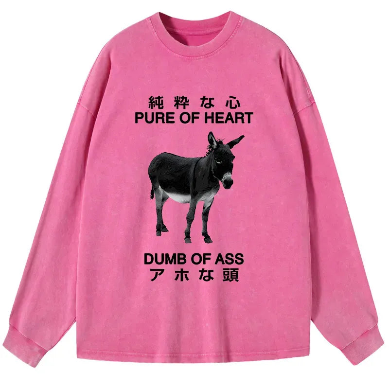 Kyoto-Lion Pure Of Heart Dumb Of Ass Washed Long Sleeve T-Shirt