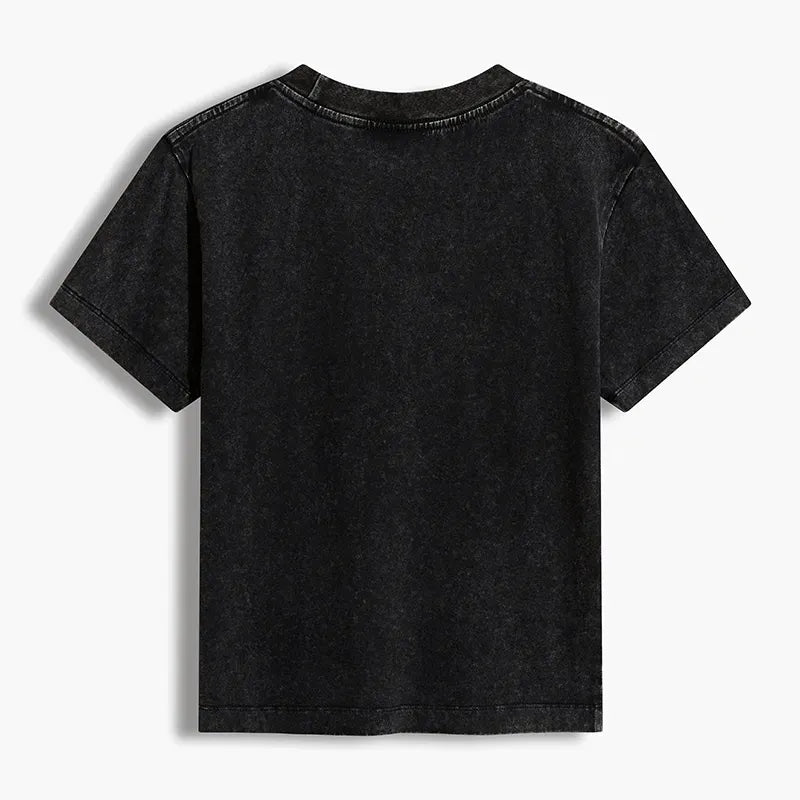 japanese washed black cat t-shirt for women