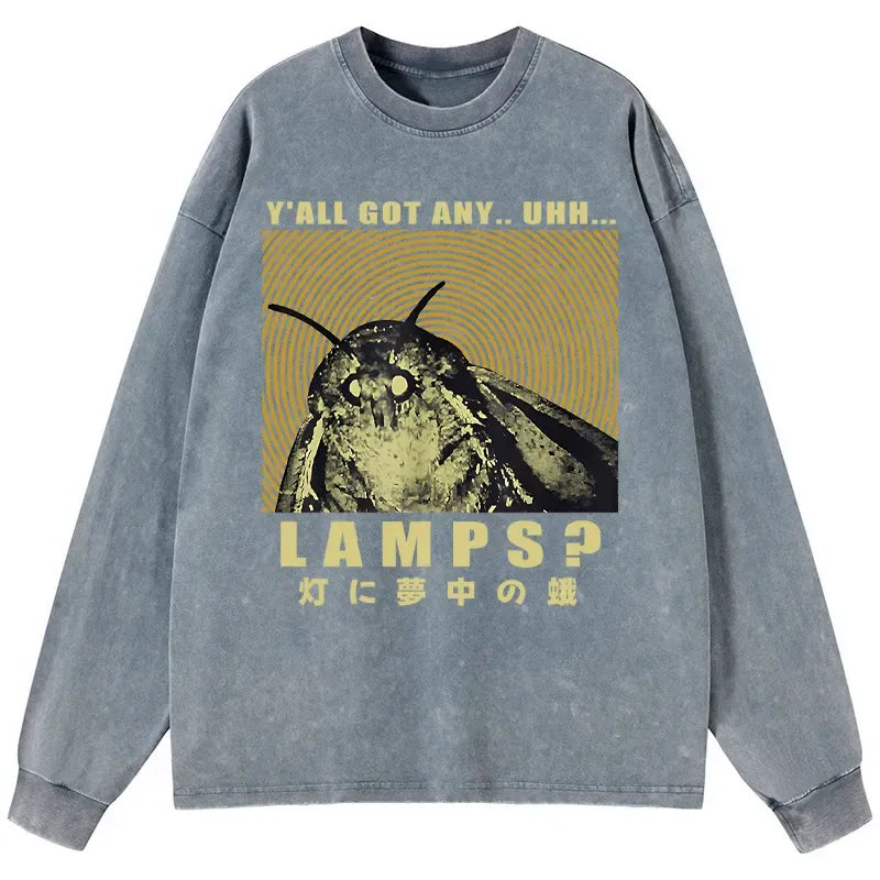 Kyoto-Lion Moth Obsessed With The Light Washed Long Sleeve T-Shirt
