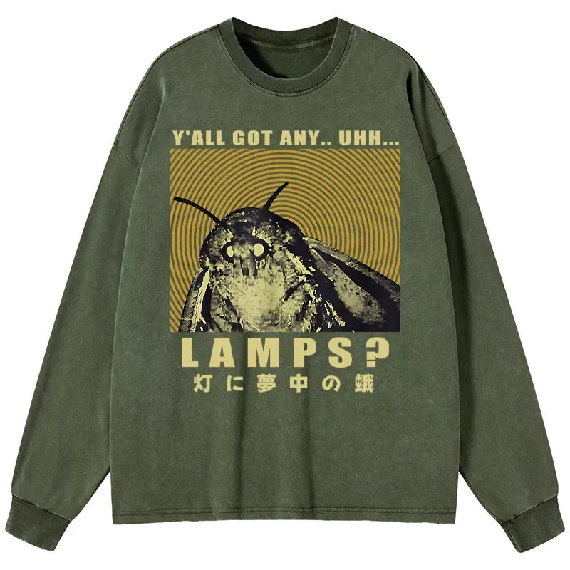 Kyoto-Lion Moth Obsessed With The Light Washed Long Sleeve T-Shirt