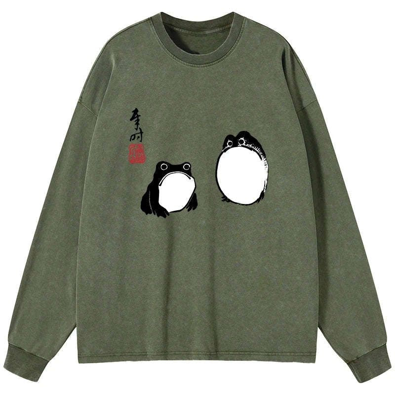 Kyoto-Lion Matsumoto Hoji Frogs Japan Washed Long Sleeve T-Shirt