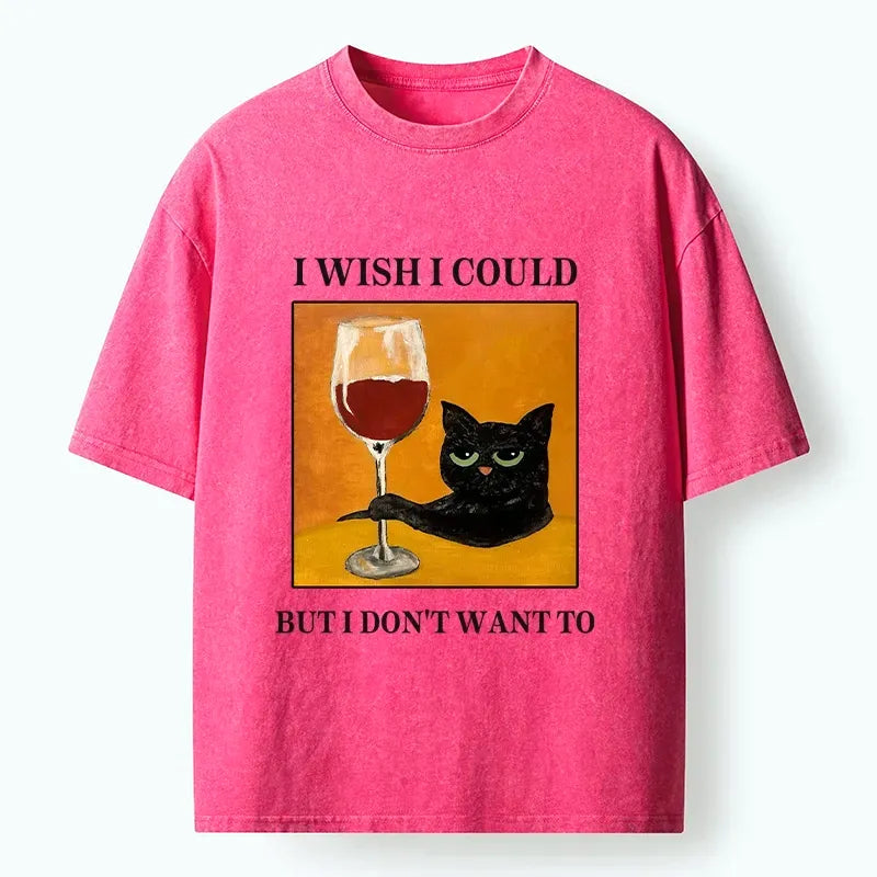 Washed Black Cat T-Shirt for Weekends