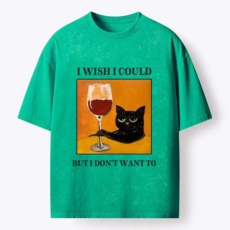 Funny Black Cat T-Shirt for Wine Lovers