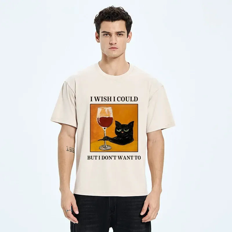 Funny Black Cat T-Shirt for Wine Lovers