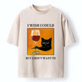 Kyoto-Lion Sassy Black Cat Wine Funny Meme Washed T-Shirt