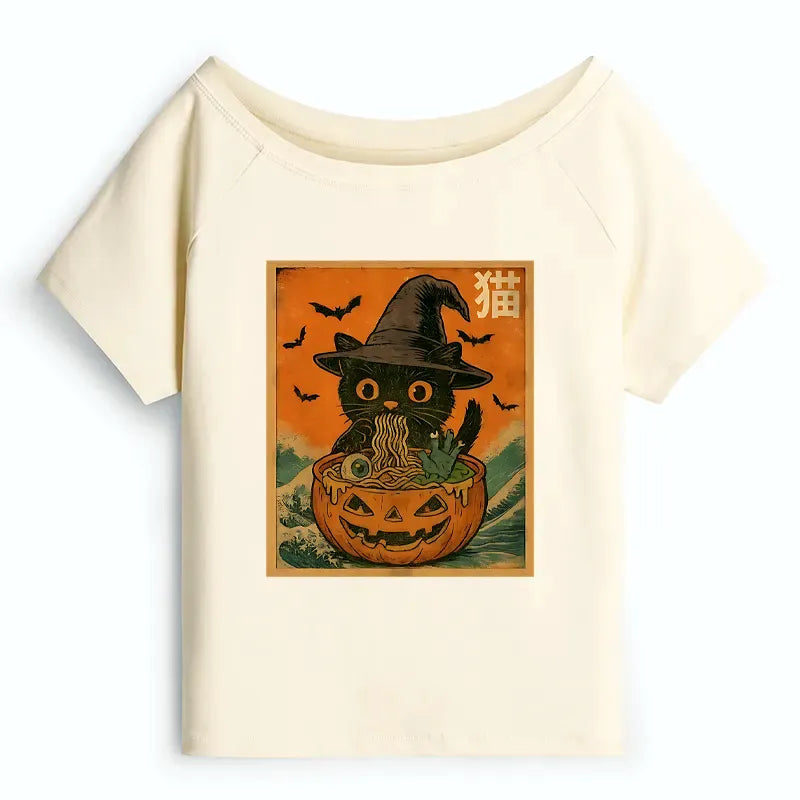 Funny Cat Ramen T-Shirt for Halloween Party