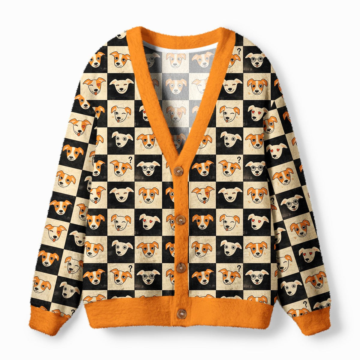 Kyoto-Lion The Colorful Expressions of Dogs Ugly Cardigan Sweater