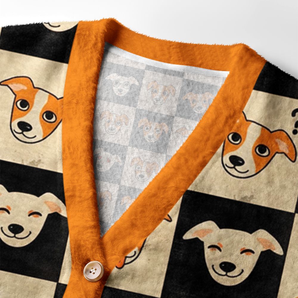 Kyoto-Lion The Colorful Expressions of Dogs Ugly Cardigan Sweater