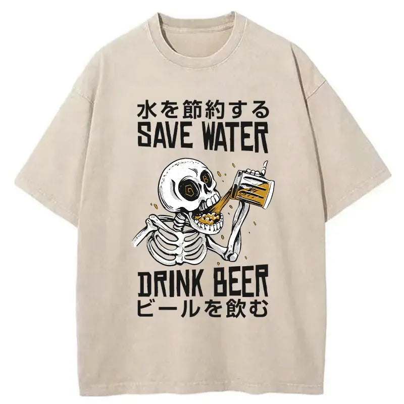 kyoto lion save water drink beer t-shirt