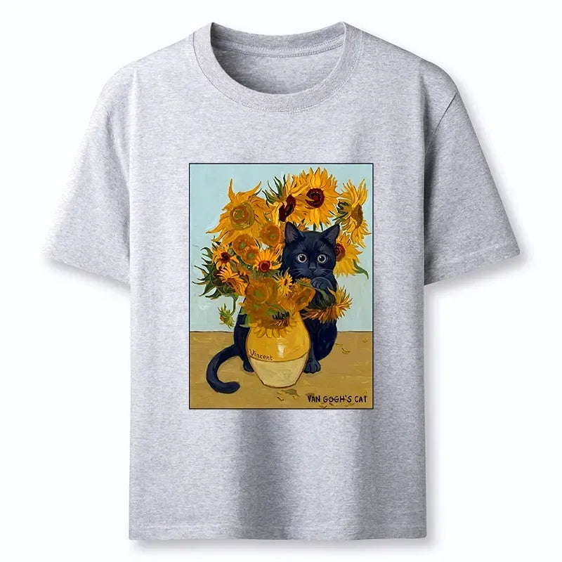 Kyoto-Lion Oil Painting Cat Sunflower Soft Vibe Classic T-Shirt