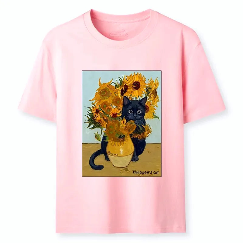 Kyoto-Lion Oil Painting Cat Sunflower Soft Vibe Classic T-Shirt