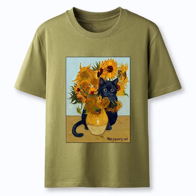 Kyoto-Lion Oil Painting Cat Sunflower Soft Vibe Classic T-Shirt
