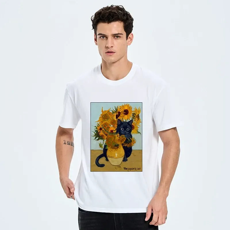Kyoto-Lion Oil Painting Cat Sunflower Soft Vibe Classic T-Shirt