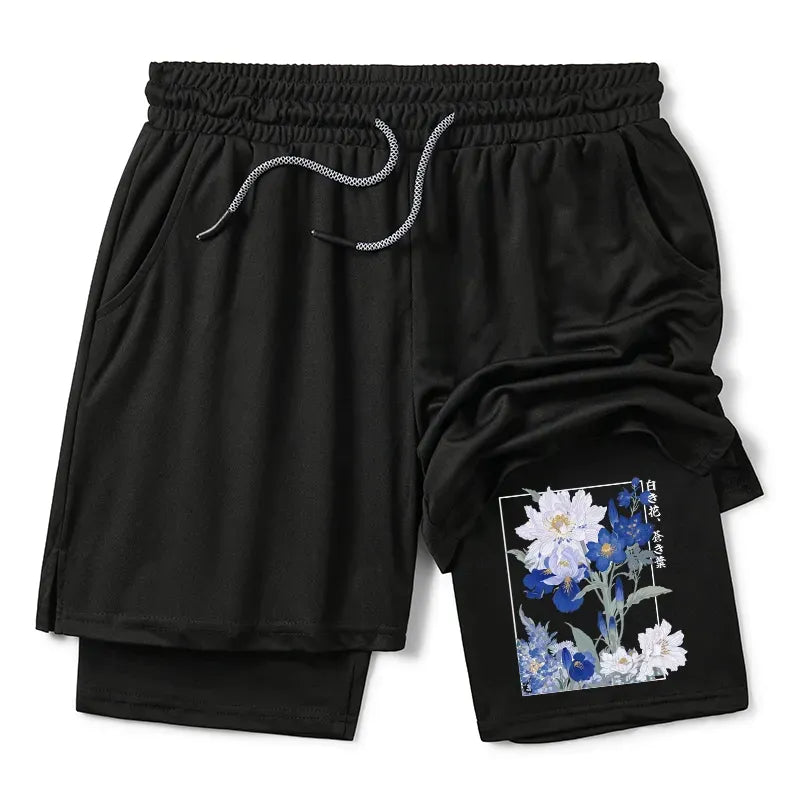 Comfortable unisex gym shorts with Japanese art