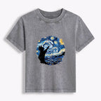 Kyoto-Lion Starry Night Black Cat Women's Washed T-shirt