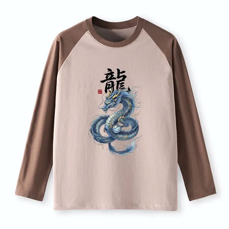 Japanese Dragon Raglan T-shirt for Daily Wear