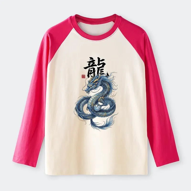 Japanese Dragon Raglan T-shirt for Daily Wear