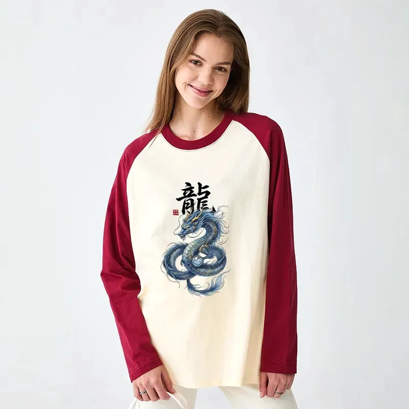 Japanese Dragon Raglan T-shirt for Daily Wear