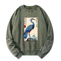 Colorful Crane Washed Sweatshirt for Streetwear