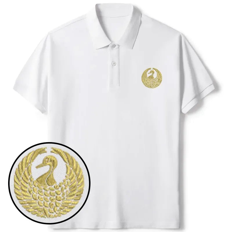 Kyoto-Lion Japanese Crane Embroidered Polo T-Shirt