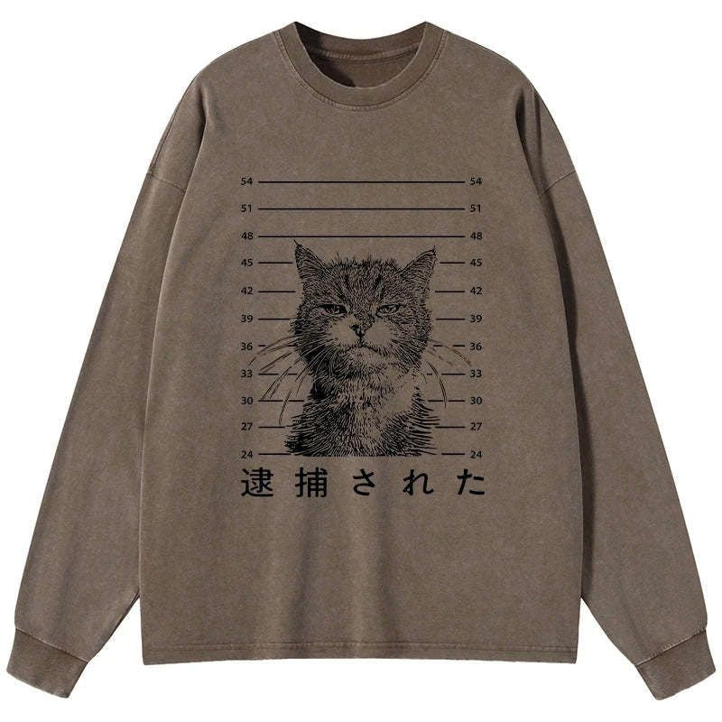 japanese cat long sleeve t shirt on sale