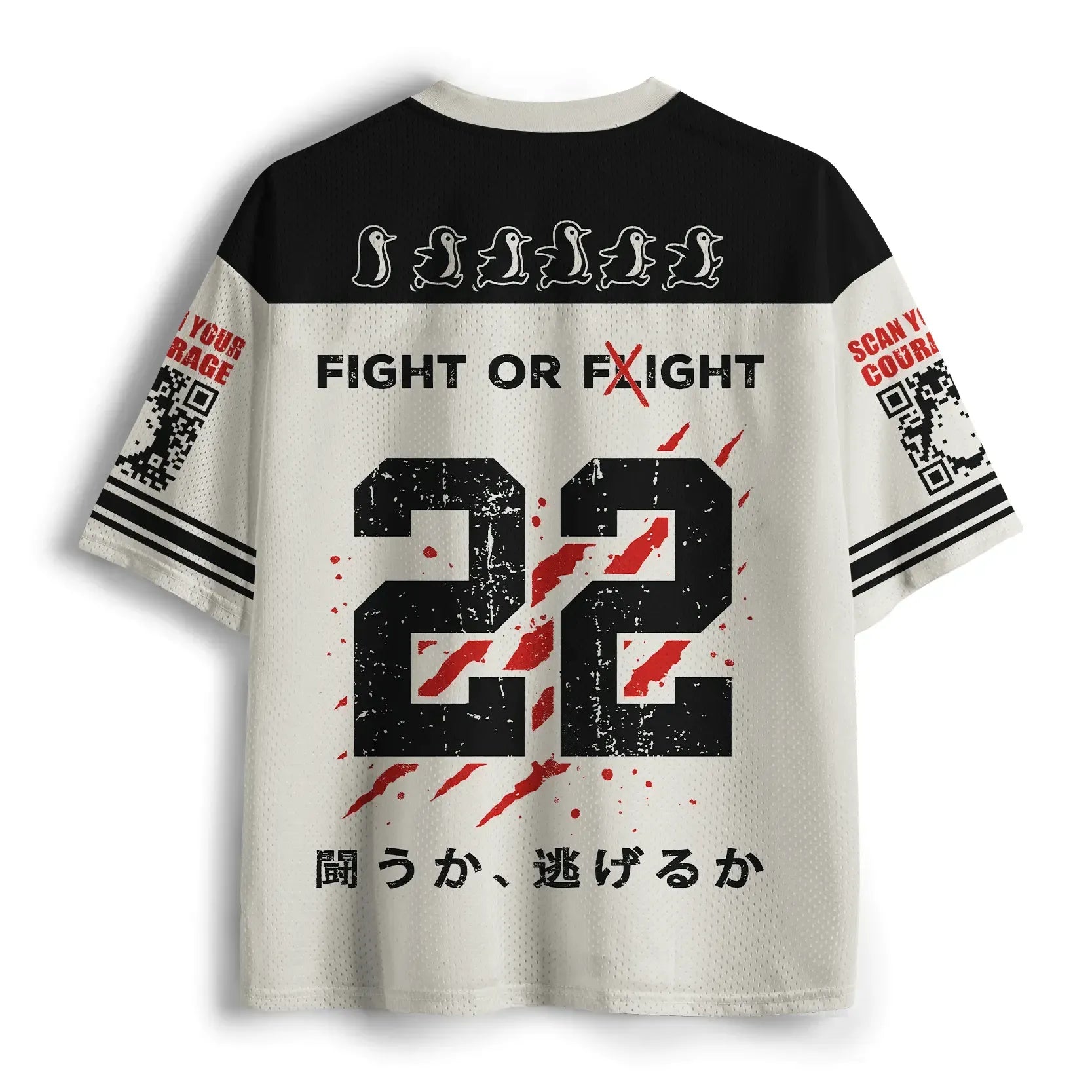 Japanese Woodblock Penguin Mesh Jersey