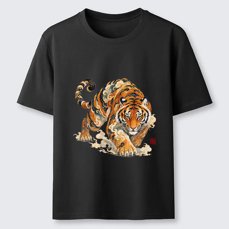 Kyoto-Lion Vintage Cloud Tiger Print Classic T-Shirt