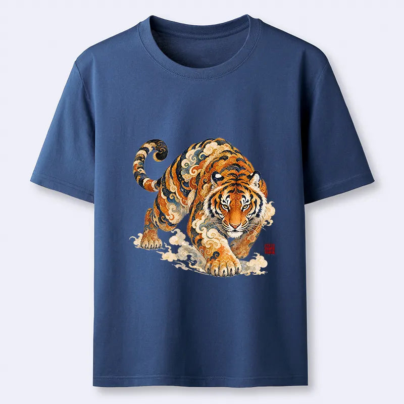 Kyoto-Lion Vintage Cloud Tiger Print Classic T-Shirt