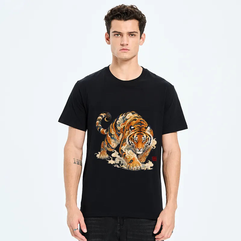 Kyoto-Lion Vintage Cloud Tiger Print Classic T-Shirt