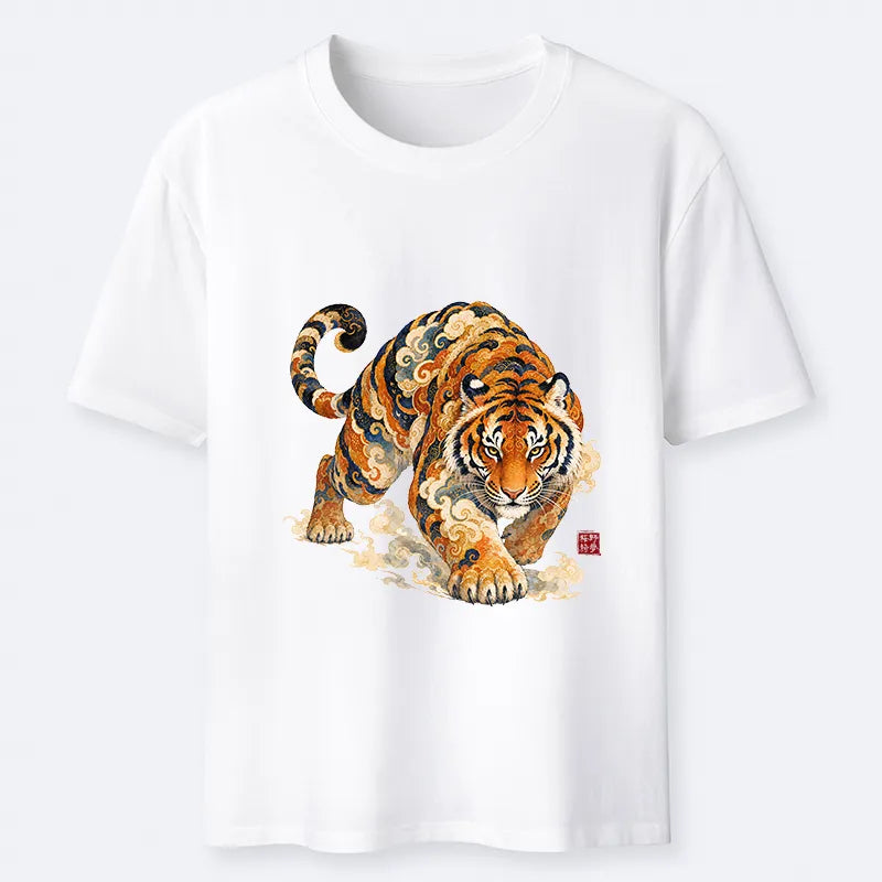Kyoto-Lion Vintage Cloud Tiger Print Classic T-Shirt