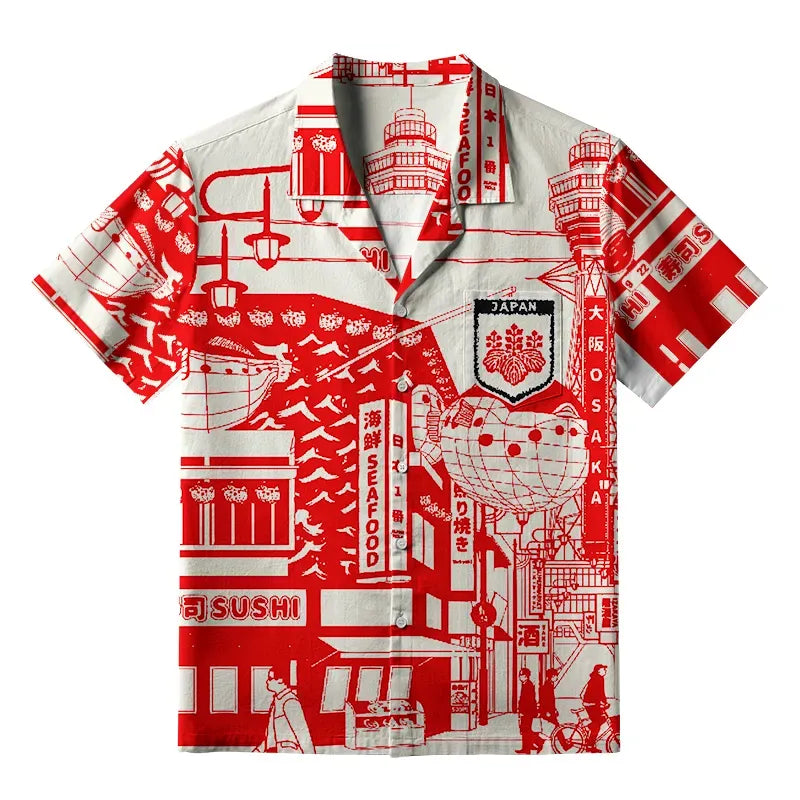 Kyoto-Lion Osaka Street Aloha Hawaiian Shirt
