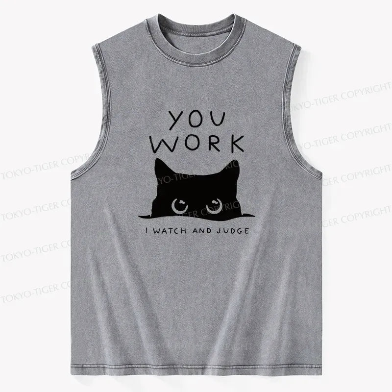 Washed Unisex Cat Tank for Streetwear