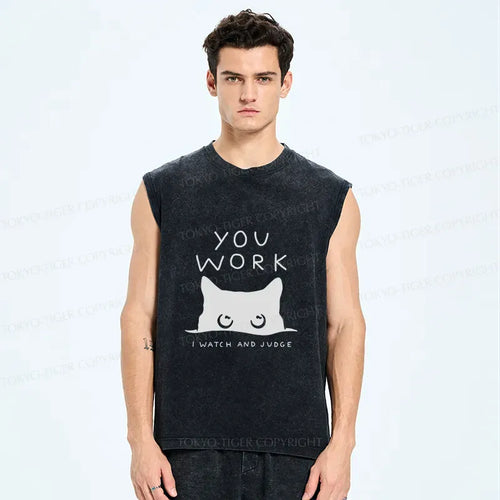 Washed Unisex Cat Tank for Streetwear