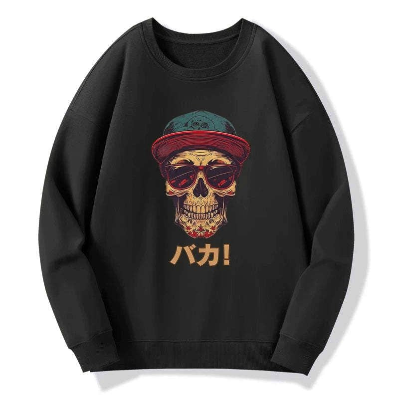 unisex Japanese skull sweatshirt daily wear