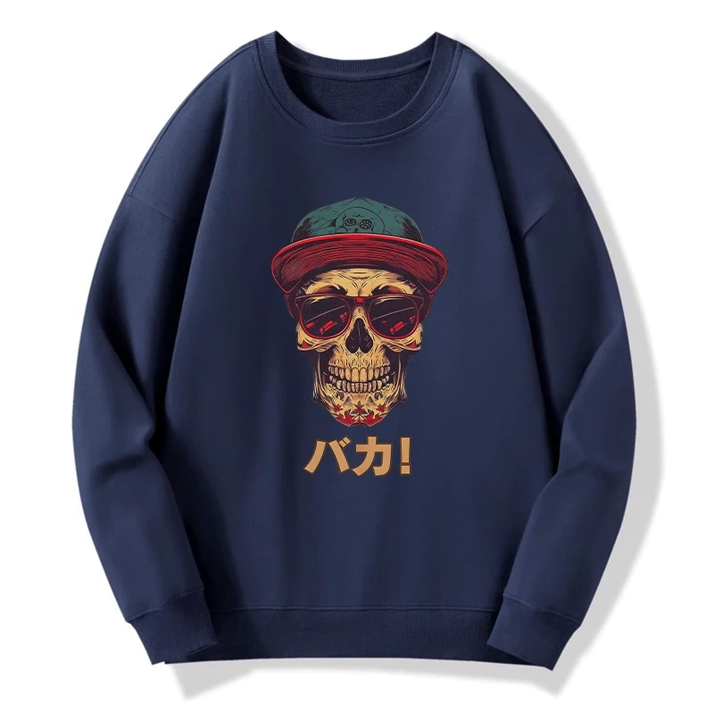 unisex Japanese skull sweatshirt daily wear